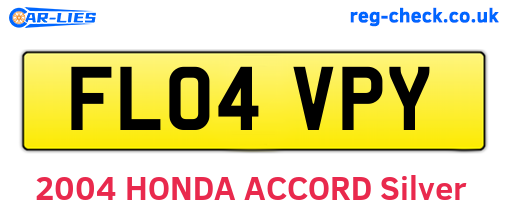 FL04VPY are the vehicle registration plates.