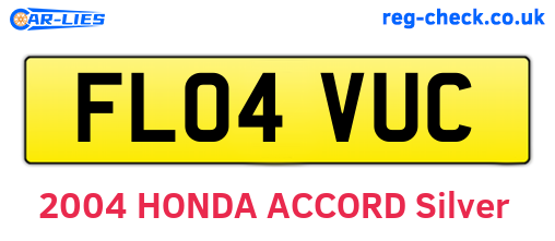 FL04VUC are the vehicle registration plates.