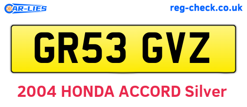 GR53GVZ are the vehicle registration plates.