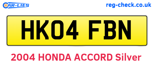 HK04FBN are the vehicle registration plates.