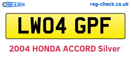 LW04GPF are the vehicle registration plates.