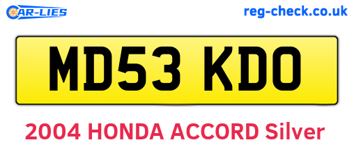 MD53KDO are the vehicle registration plates.