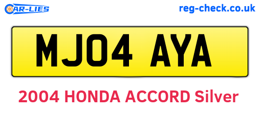 MJ04AYA are the vehicle registration plates.