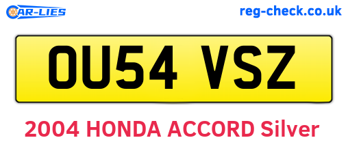 OU54VSZ are the vehicle registration plates.