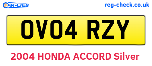 OV04RZY are the vehicle registration plates.