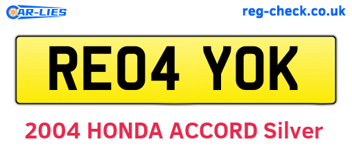 RE04YOK are the vehicle registration plates.