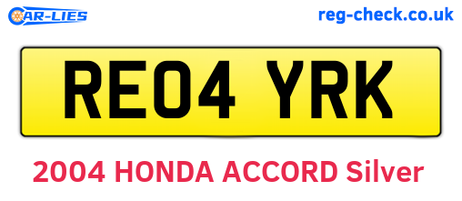 RE04YRK are the vehicle registration plates.