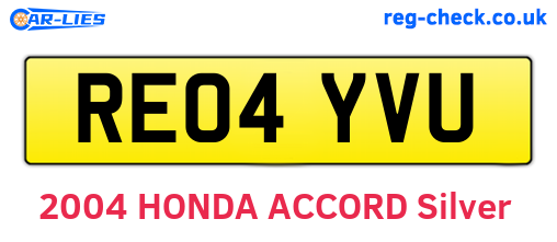 RE04YVU are the vehicle registration plates.