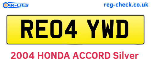 RE04YWD are the vehicle registration plates.