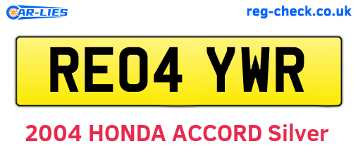 RE04YWR are the vehicle registration plates.