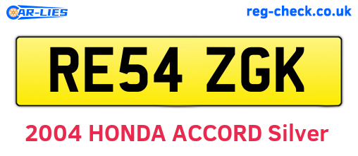 RE54ZGK are the vehicle registration plates.