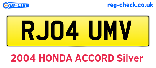 RJ04UMV are the vehicle registration plates.