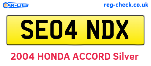 SE04NDX are the vehicle registration plates.