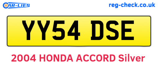 YY54DSE are the vehicle registration plates.