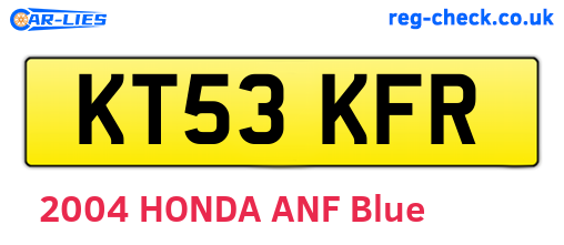 KT53KFR are the vehicle registration plates.