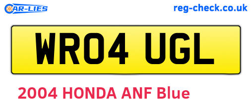 WR04UGL are the vehicle registration plates.