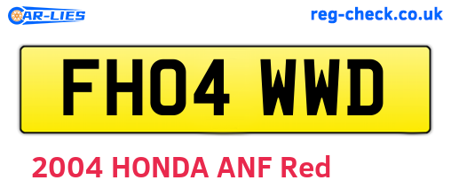 FH04WWD are the vehicle registration plates.