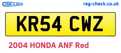 KR54CWZ are the vehicle registration plates.