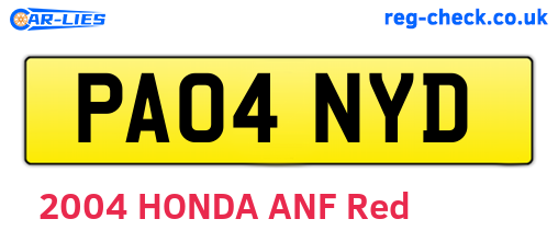 PA04NYD are the vehicle registration plates.