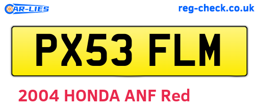 PX53FLM are the vehicle registration plates.