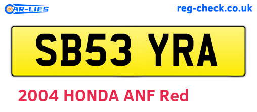 SB53YRA are the vehicle registration plates.