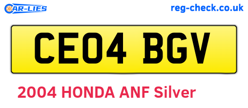 CE04BGV are the vehicle registration plates.