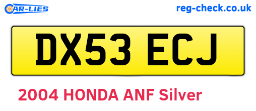 DX53ECJ are the vehicle registration plates.