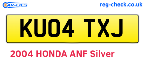 KU04TXJ are the vehicle registration plates.