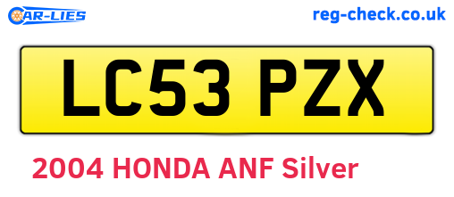 LC53PZX are the vehicle registration plates.