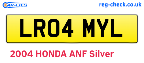 LR04MYL are the vehicle registration plates.
