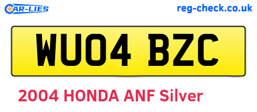 WU04BZC are the vehicle registration plates.