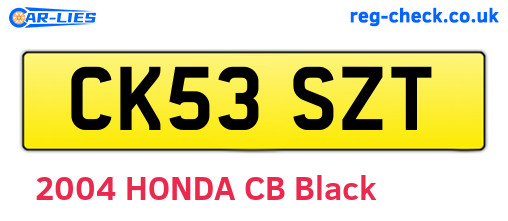 CK53SZT are the vehicle registration plates.