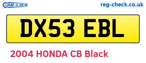 DX53EBL are the vehicle registration plates.
