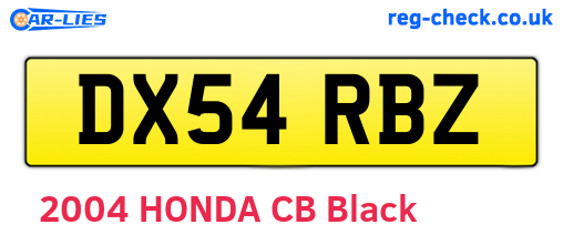 DX54RBZ are the vehicle registration plates.