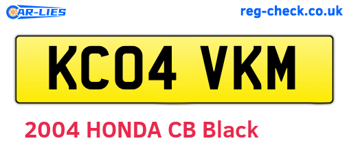 KC04VKM are the vehicle registration plates.