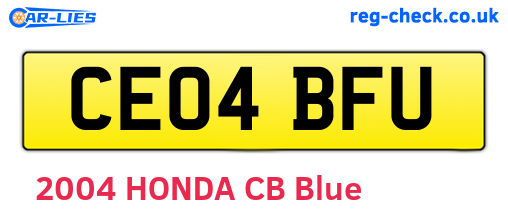CE04BFU are the vehicle registration plates.