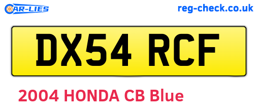 DX54RCF are the vehicle registration plates.