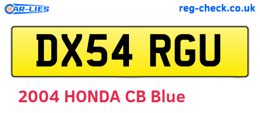 DX54RGU are the vehicle registration plates.
