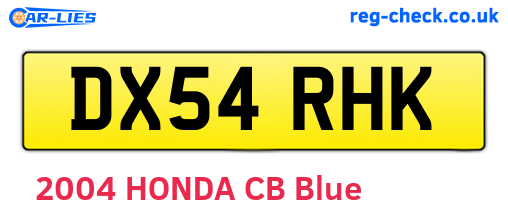 DX54RHK are the vehicle registration plates.