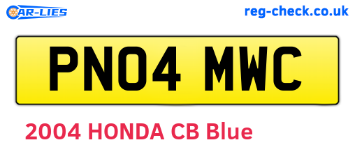 PN04MWC are the vehicle registration plates.