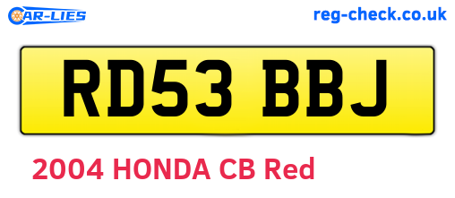 RD53BBJ are the vehicle registration plates.