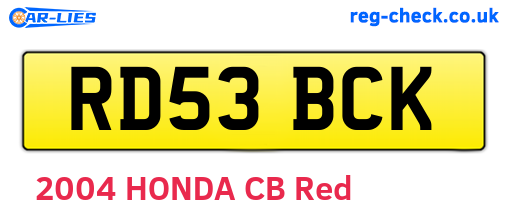 RD53BCK are the vehicle registration plates.