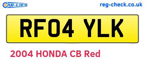 RF04YLK are the vehicle registration plates.
