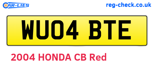 WU04BTE are the vehicle registration plates.