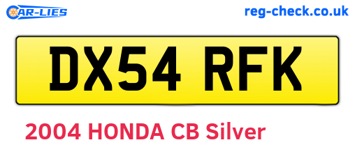 DX54RFK are the vehicle registration plates.