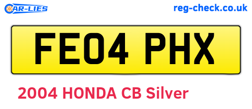 FE04PHX are the vehicle registration plates.