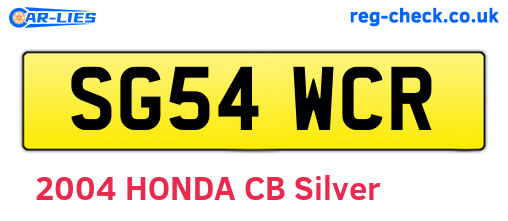 SG54WCR are the vehicle registration plates.
