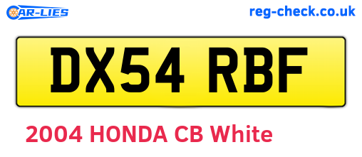 DX54RBF are the vehicle registration plates.