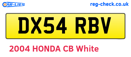 DX54RBV are the vehicle registration plates.