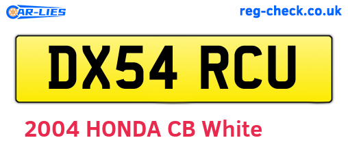 DX54RCU are the vehicle registration plates.